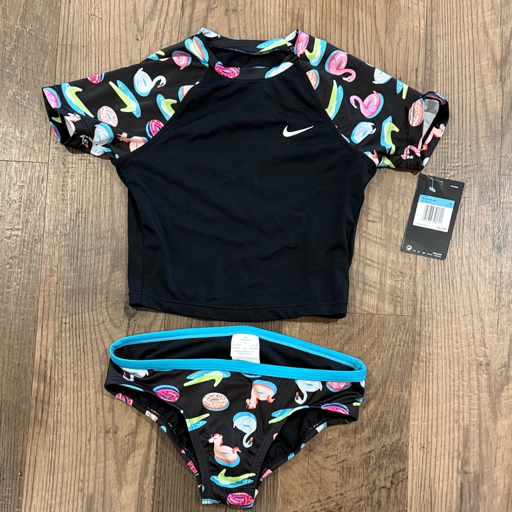 Girls Nike Black Swim Tankini Set swimsuit NWT